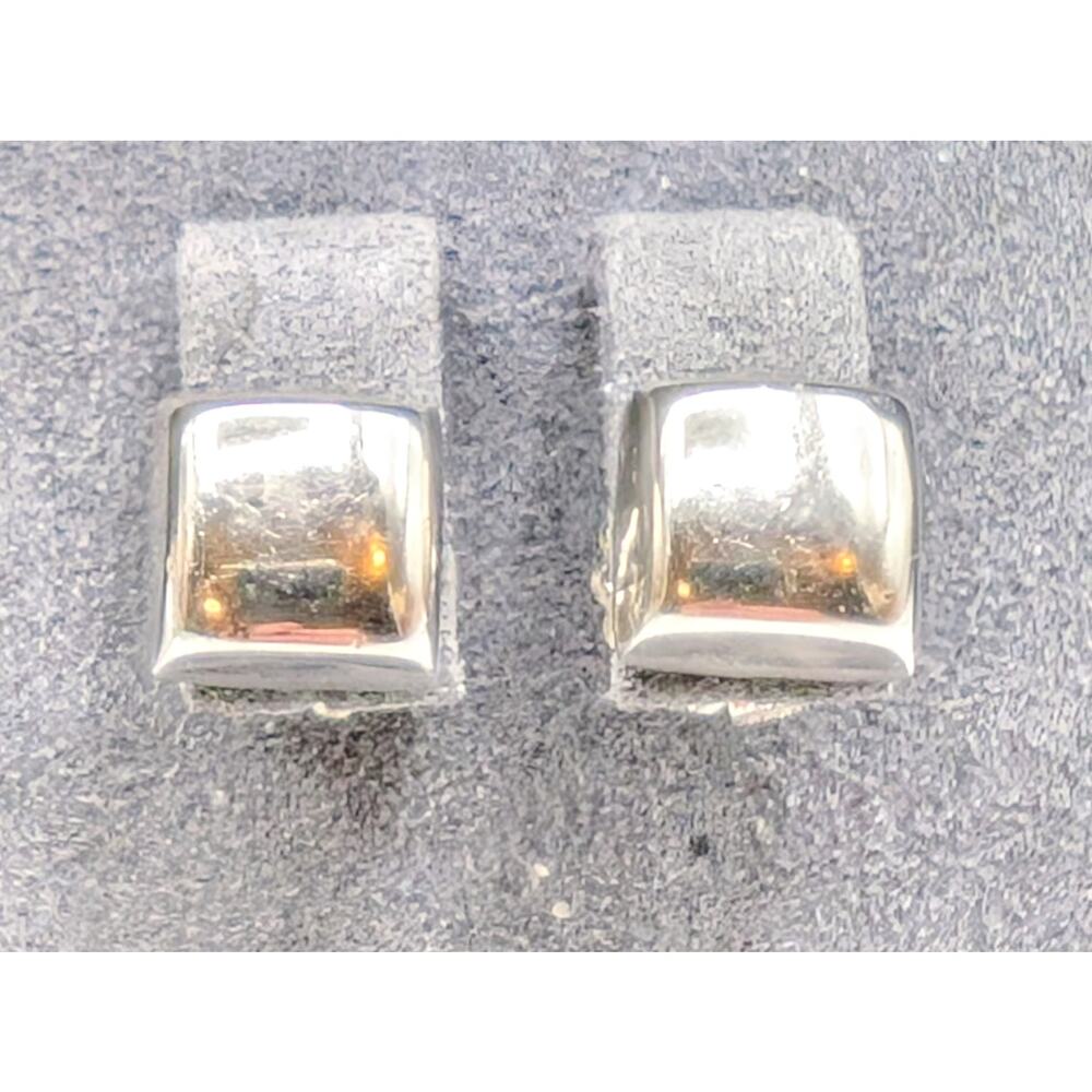 Vtg Bayanihan Sterling Silver Domed Square Post Stud Earrings W/ 14k Gold Posts